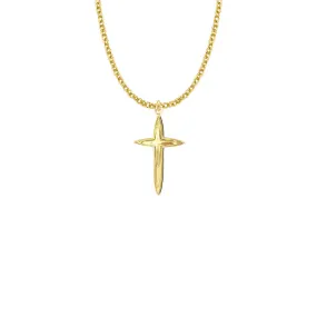 1-1/8 Inch 14KT Gold Plated Over Sterling Silver Pointed Ends and Inner Cross Necklace 1-1/8 Inch 14KT Gold Plated Over Sterling Silver Pointed Ends and Inner Cross Necklace
