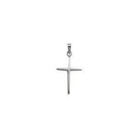 1 Inch 14K White Gold Pointed Ends Stick Style Cross Pendant