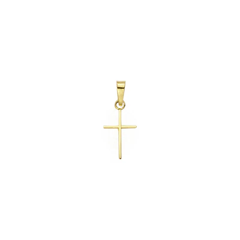 1/2 Inch 14KT Gold Stick Style Cross Pendant