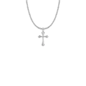 13/16 Inch Sterling Silver Pointed Ends Cross Necklace