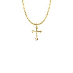 7/8 Inch 14KT Gold Plated Over Sterling Silver Flared Pointed Ends Cross Necklace