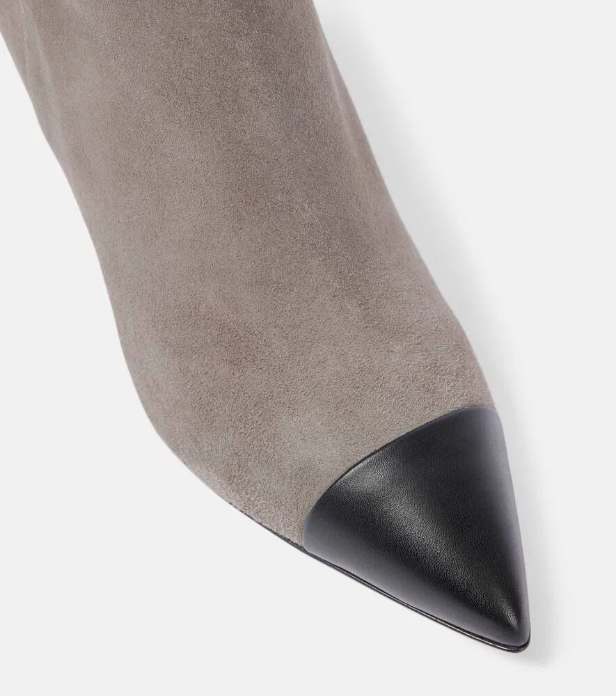 Aquazzura Milanese 75 suede and leather ankle boots