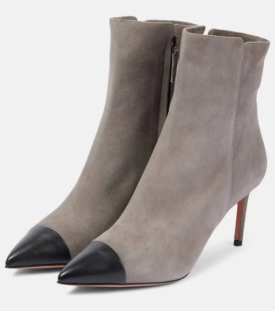 Aquazzura Milanese 75 suede and leather ankle boots