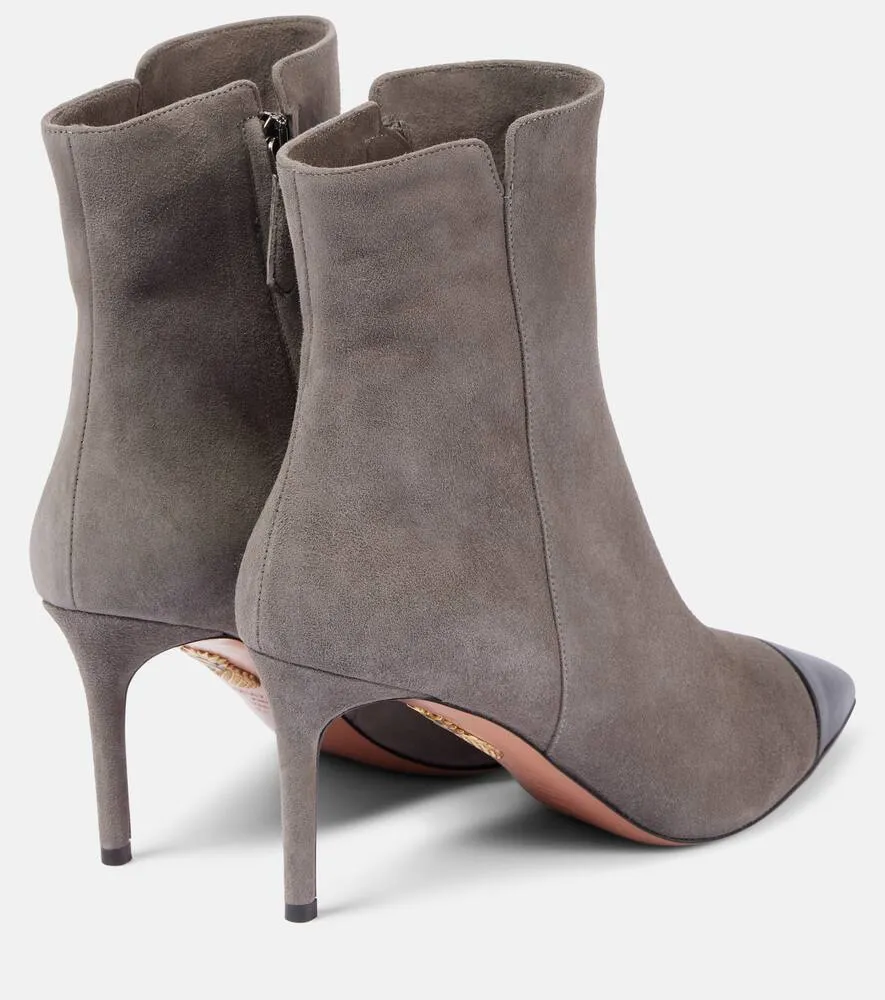 Aquazzura Milanese 75 suede and leather ankle boots