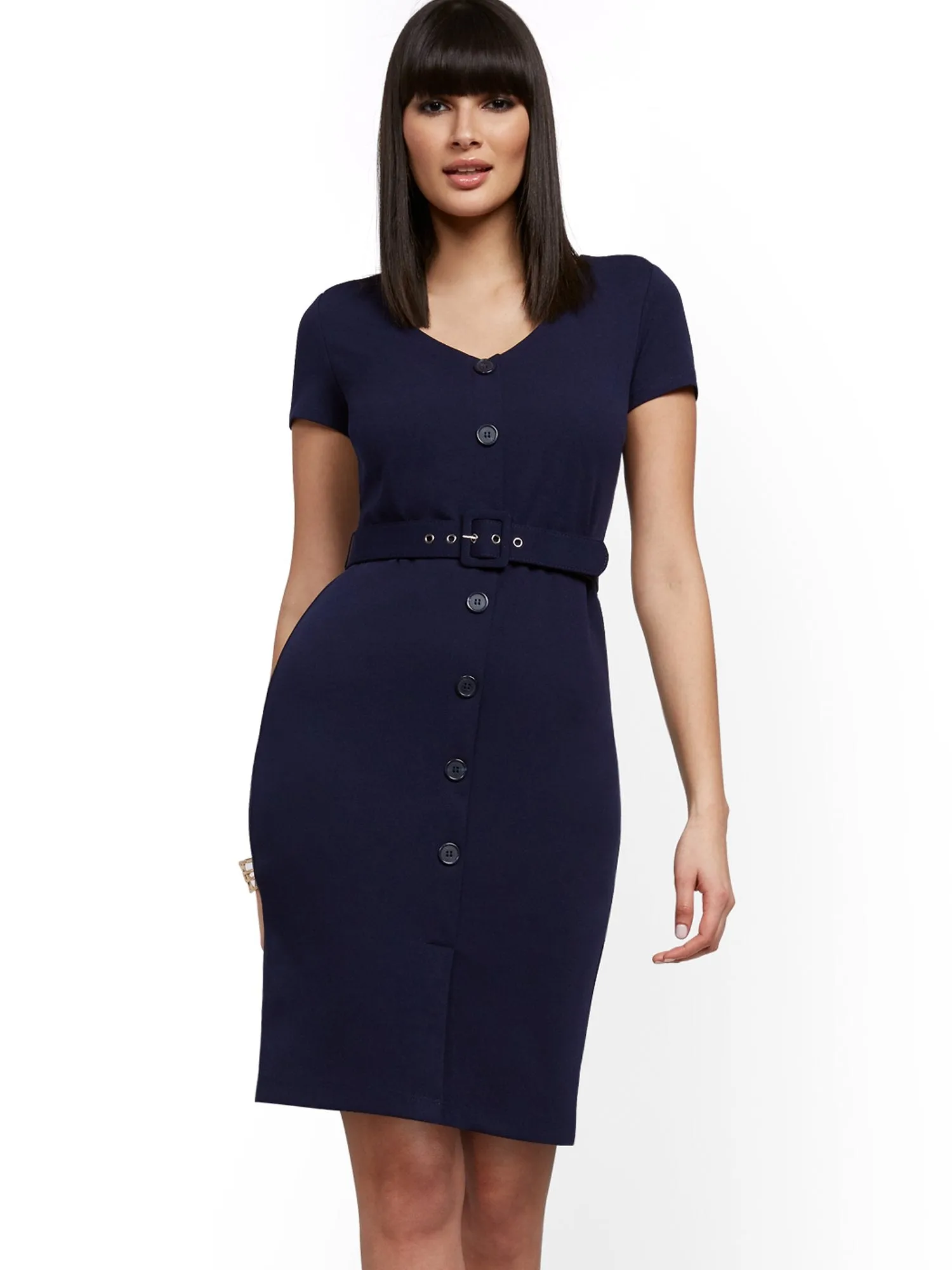 Belted Cap-Sleeve Sheath Dress - Magic Crepe®