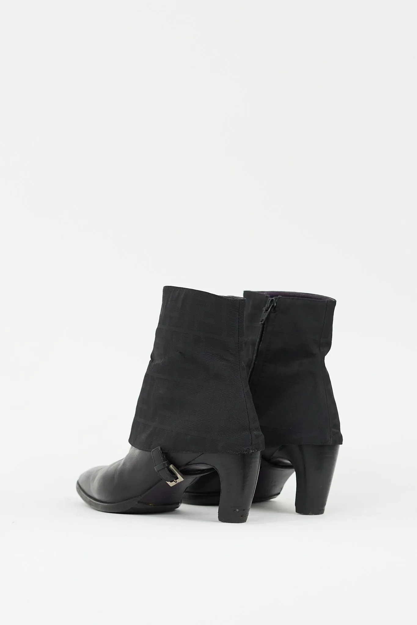 Black Leather FF Monogram Boot