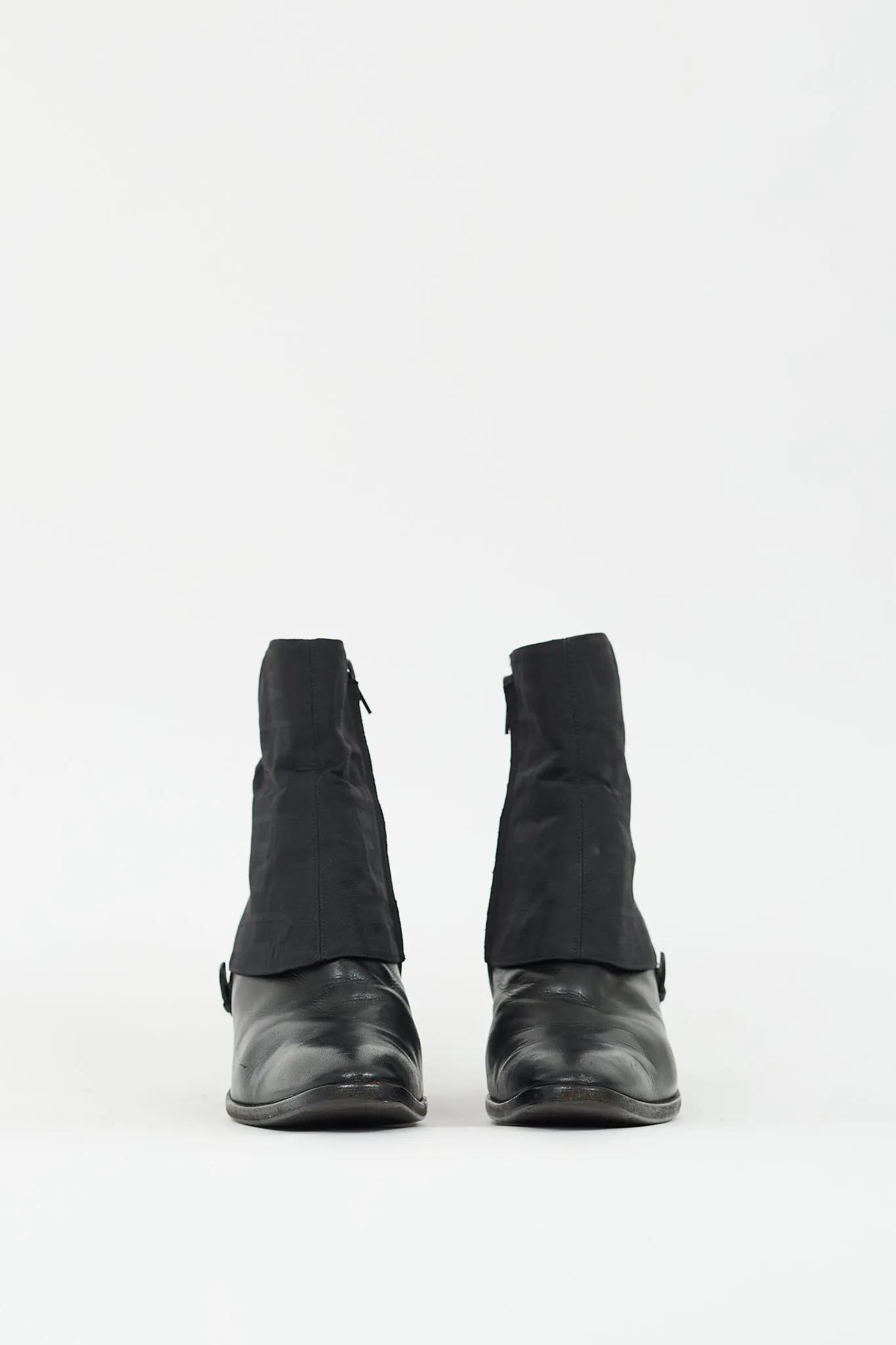 Black Leather FF Monogram Boot