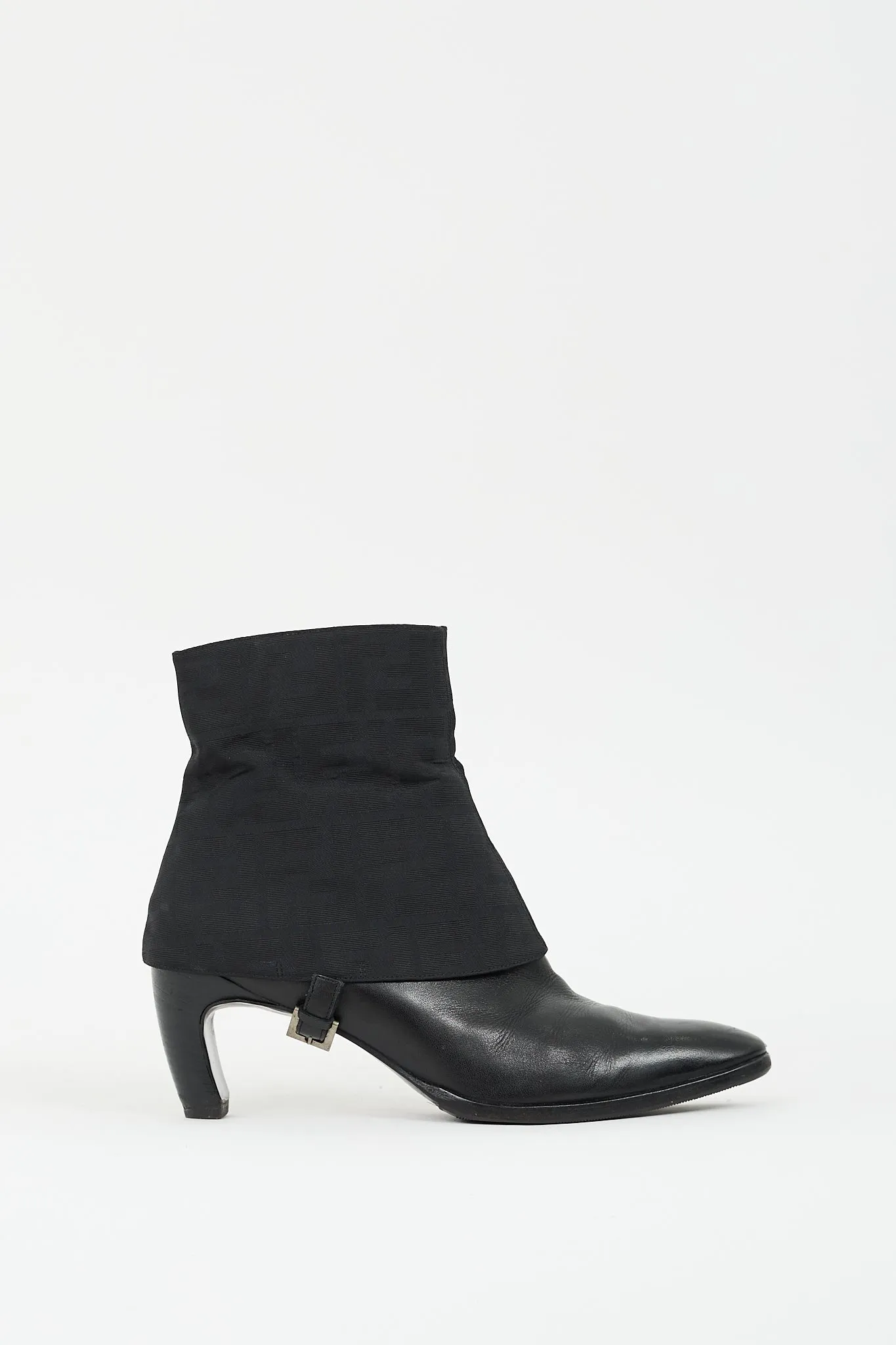 Black Leather FF Monogram Boot