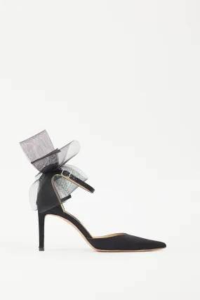 Black Satin Averly 100 Bow Heel