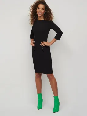 Button-Detail Sheath Dress - Magic Crepe®