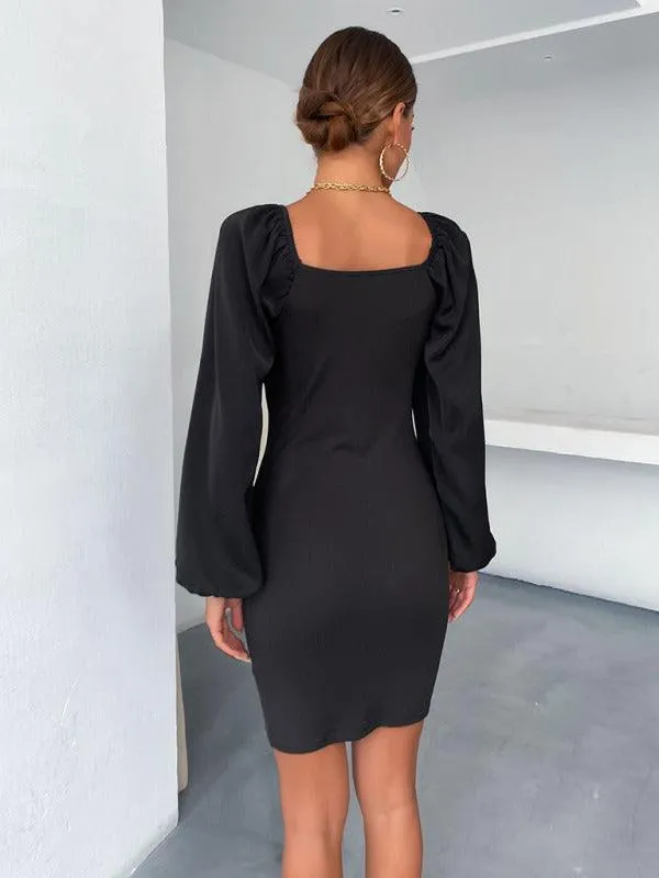 Chic V-Neck Bodycon Dress - Versatile Wardrobe Essential