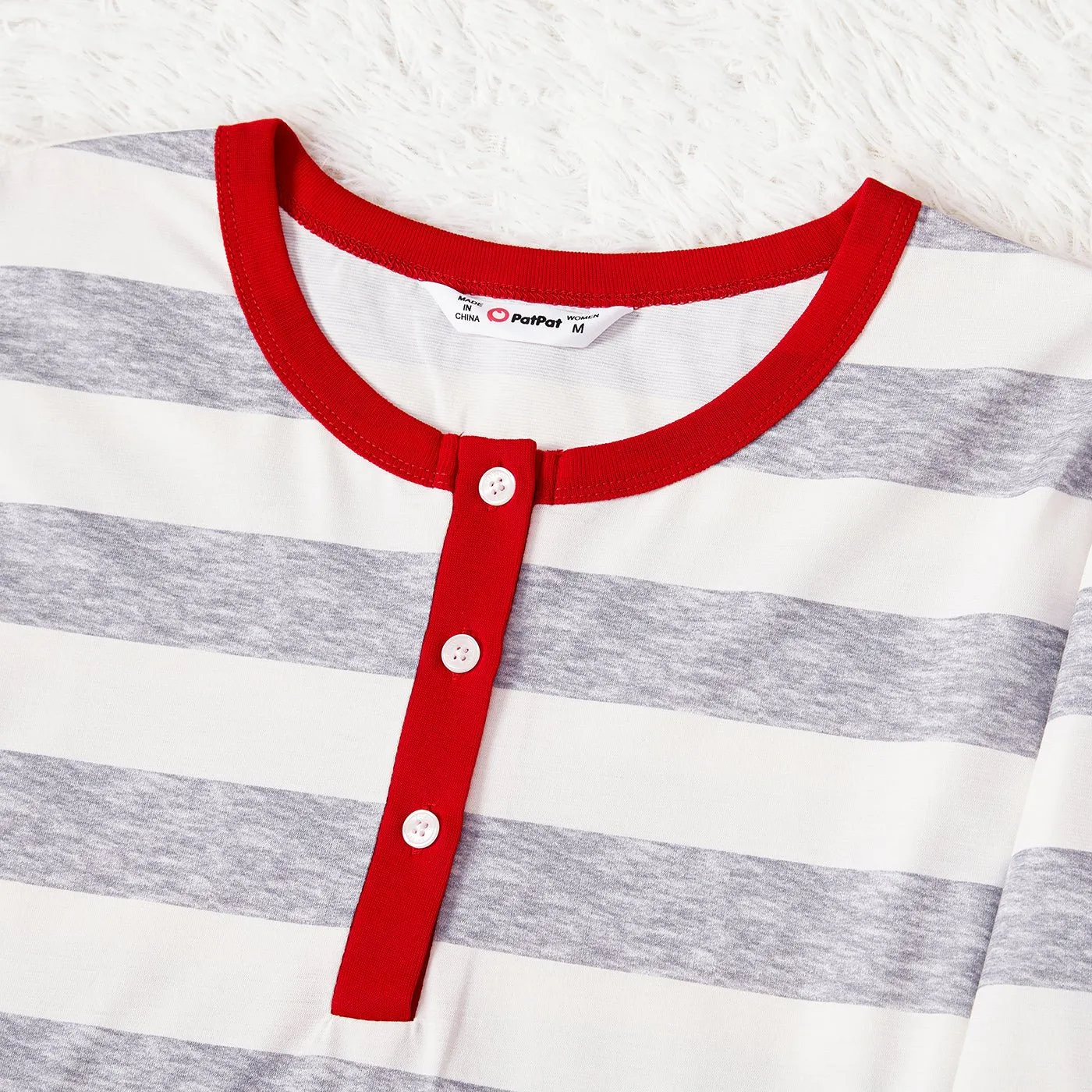 Christmas Family Matching Grey Striped Long-sleeve Naia? Pajamas Sets (Flame Resistant)