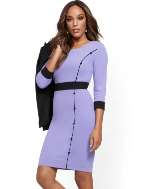 Colorblock Button-Accent Sheath Dress - Magic Crepe®