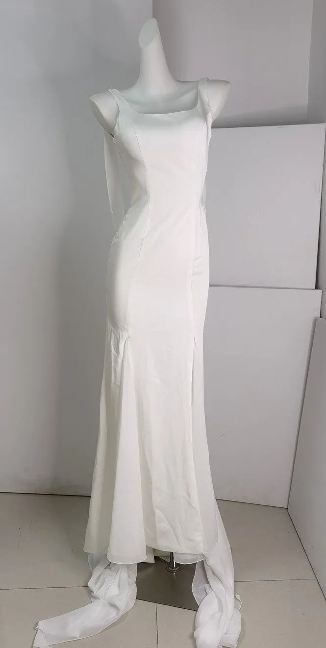 DOLLY Luxury White Graceful Sleeveless Square Collar Wedding Dress-MARY
