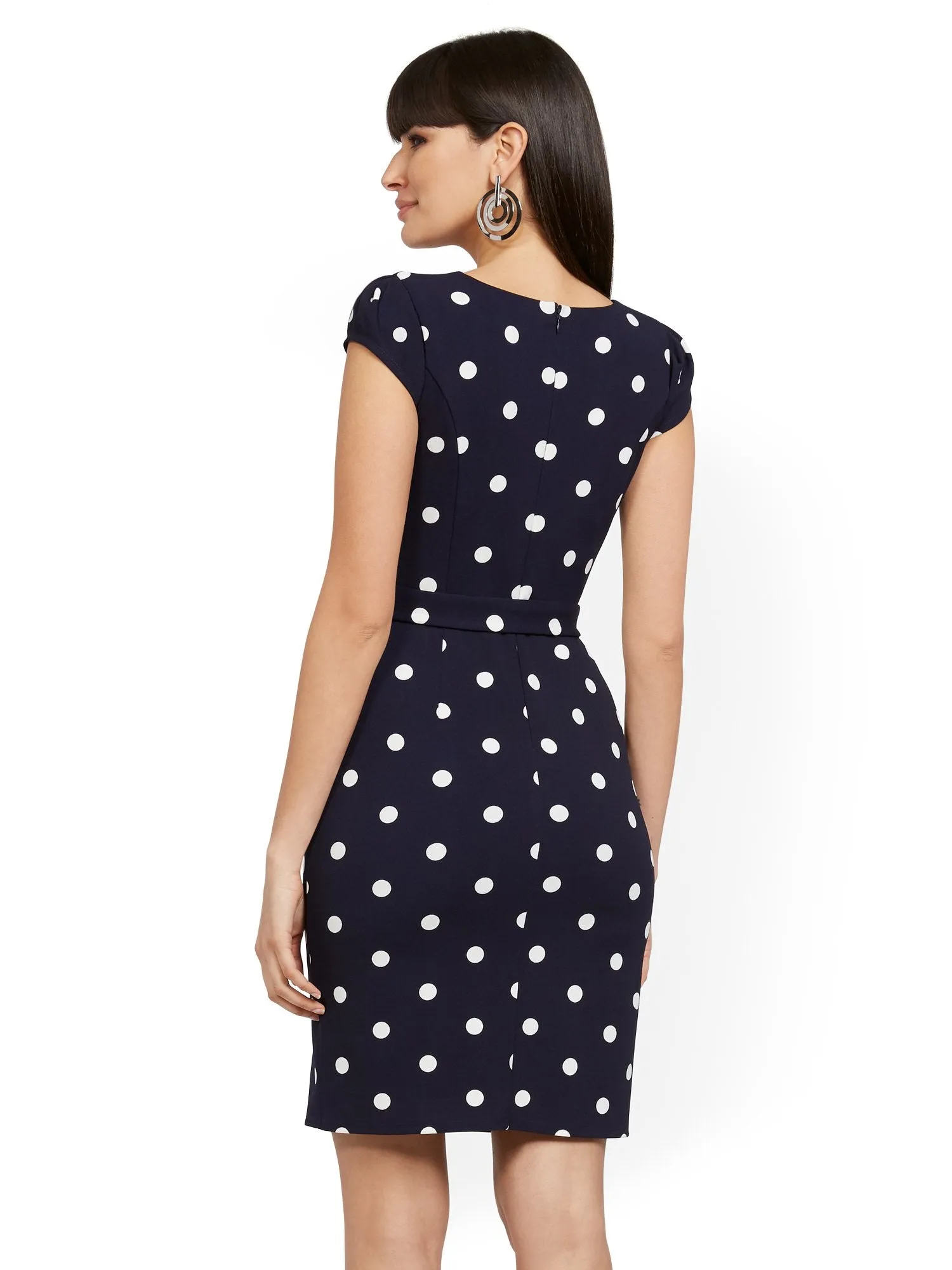 Dot-Print Cap-Sleeve Sheath Dress - Magic Crepe®