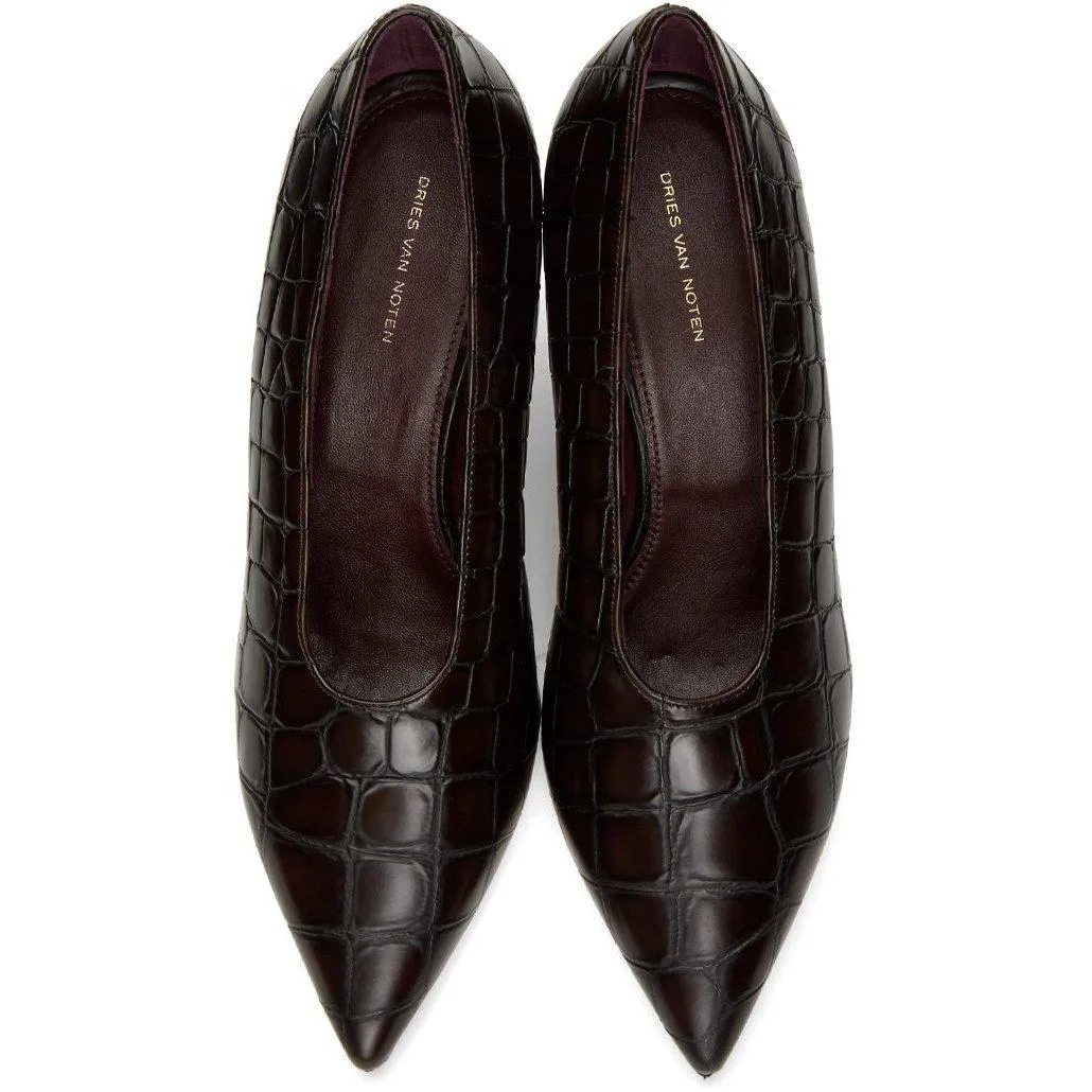 Dries Van Noten Brown Croc Heels