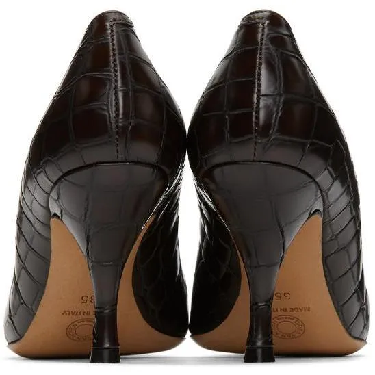 Dries Van Noten Brown Croc Heels