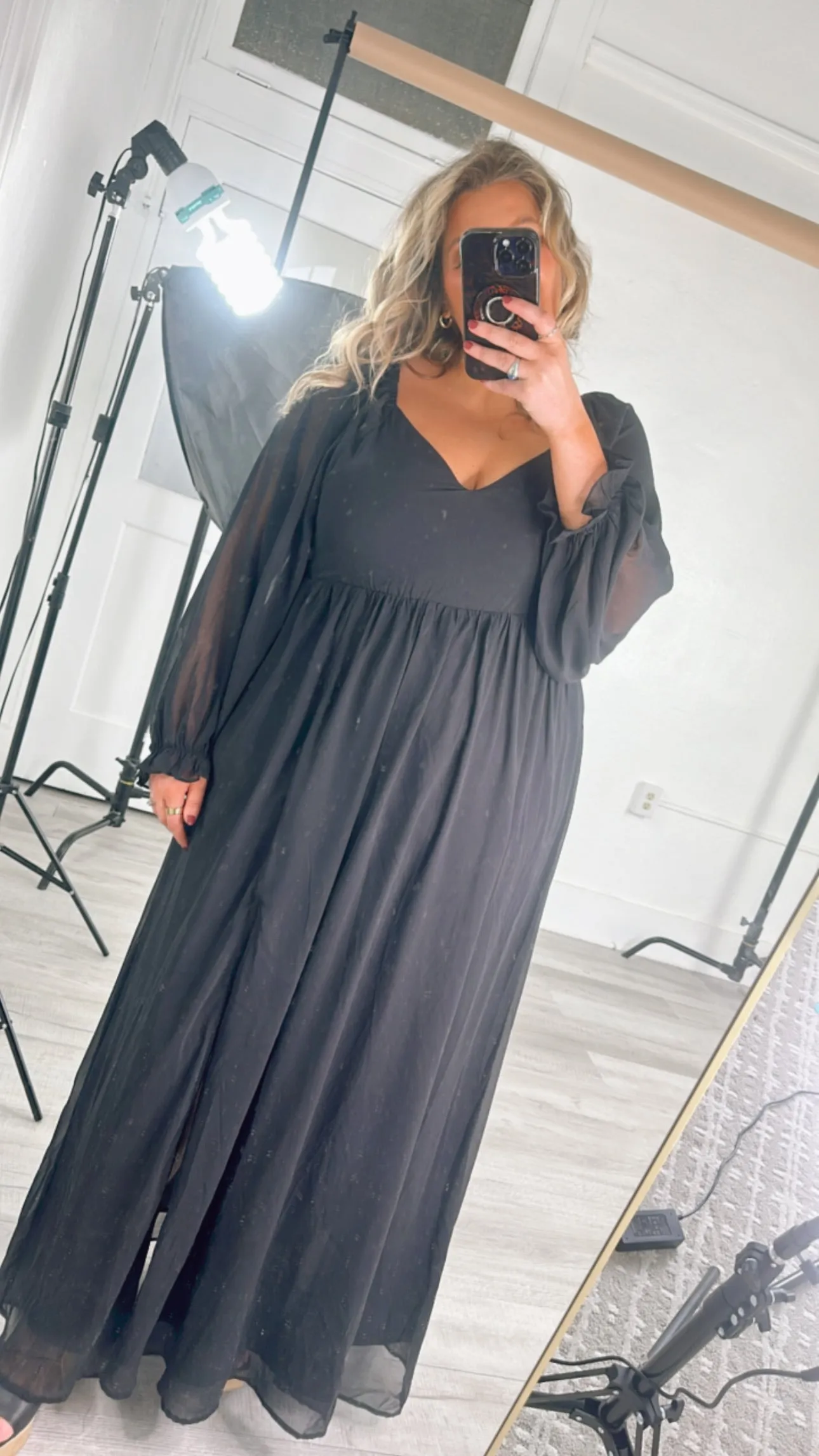 ECB Exclusive: Timeless Romantic Chiffon Maxi Dress, Black