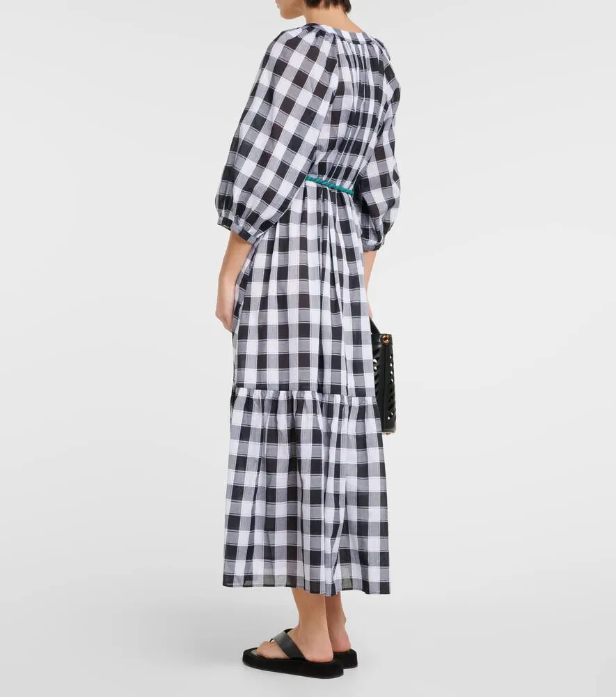 Eres Chess printed cotton midi dress