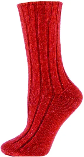 Erin Silk Wool Ribbed Crew Socks (Women's)