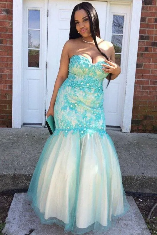 Excellent Graceful Graceful Unique Sweetheart Mermaid Plus Size Prom with Appliques Floor Length Dress