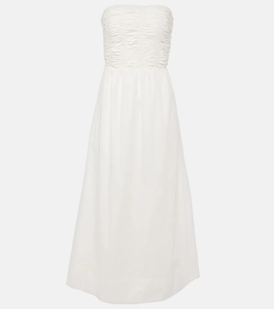 Faithfull Dominquez strapless cotton midi dress