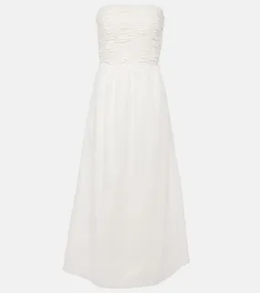 Faithfull Dominquez strapless cotton midi dress