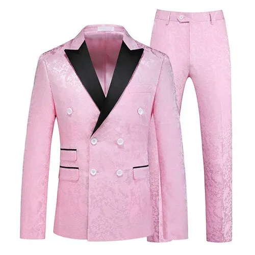 Fashion Luxury Wedding Banquet Groom Dress 2 Piece Suit British Style Classic Men Prom Party Jacquard Blazer and Pants