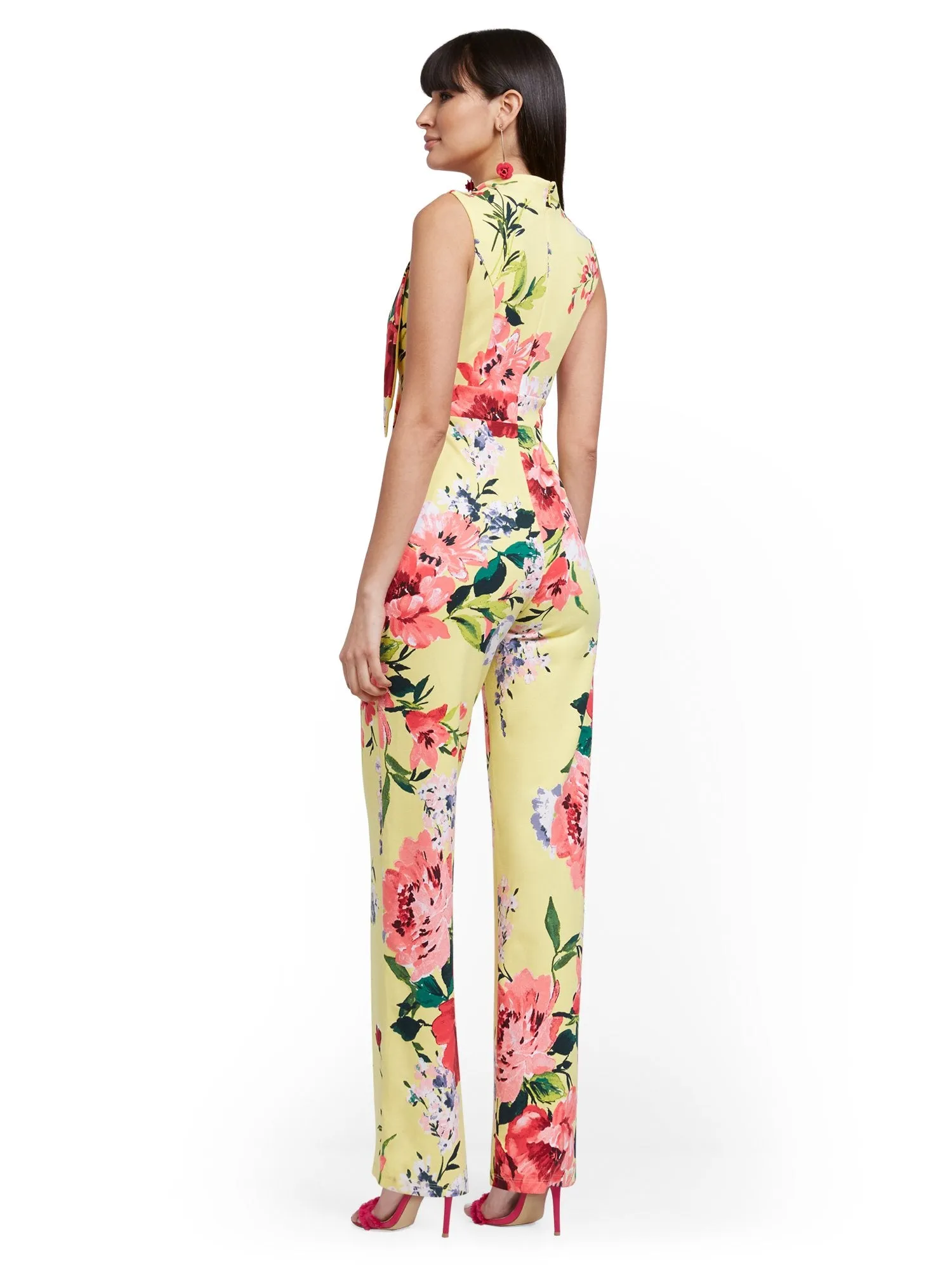 Floral Tie-Neck Jumpsuit - Magic Crepe®