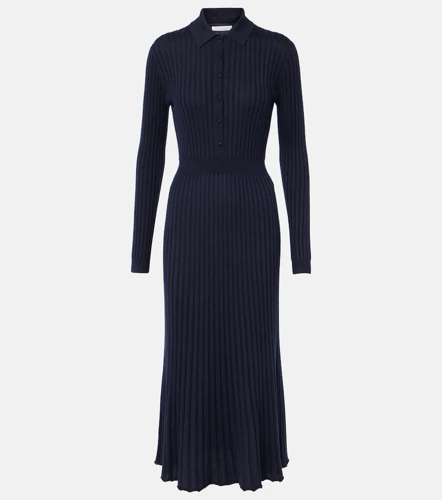 Gabriela Hearst Ardor ribbed-knit cashmere and silk polo dress