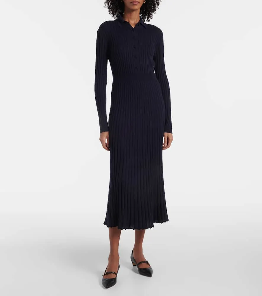 Gabriela Hearst Ardor ribbed-knit cashmere and silk polo dress