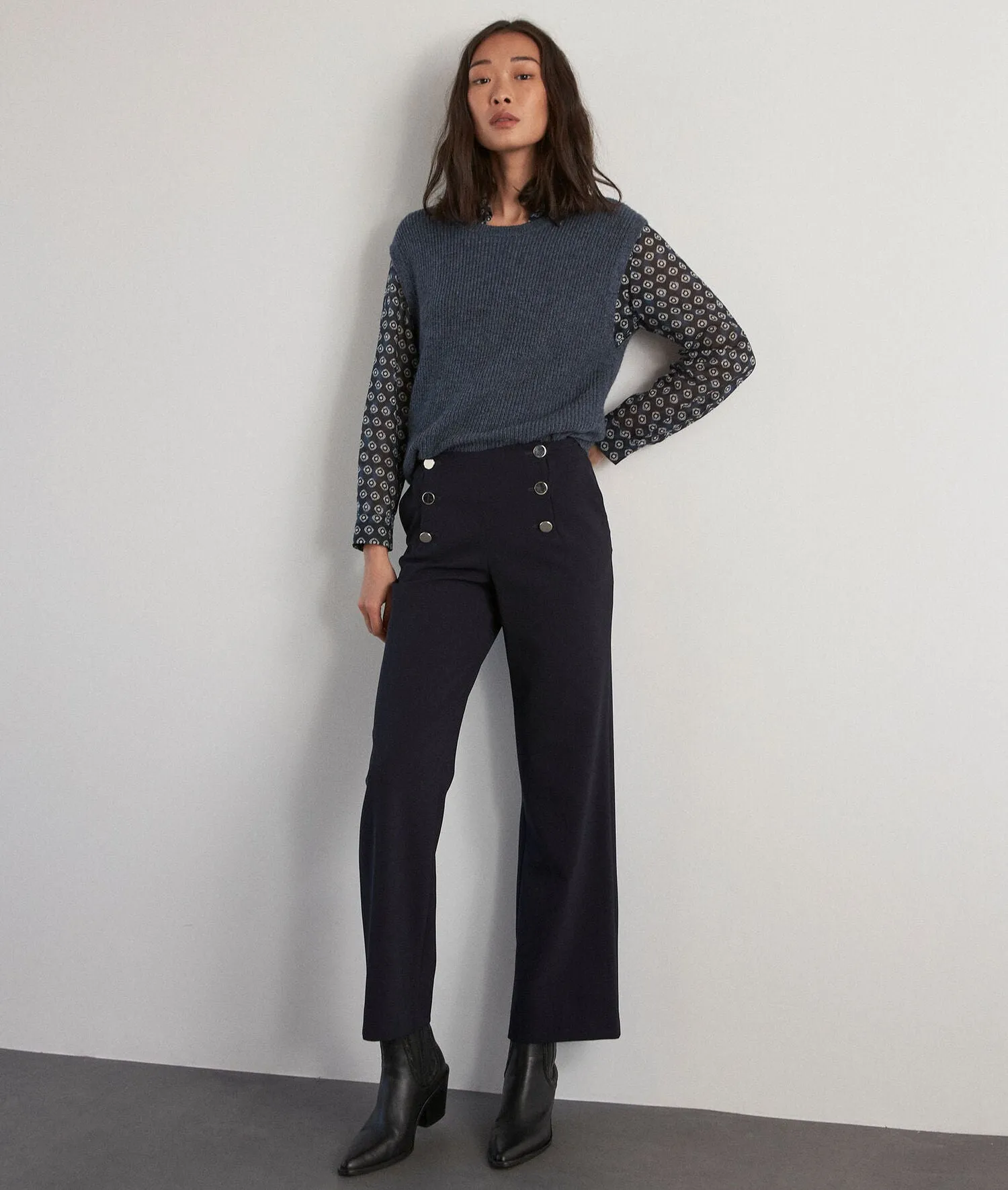 HUBERT FLARED NAVY SAILOR TROUSERS