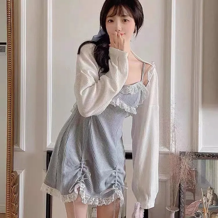 Kawaii Sweet Lace Bow Slim Lolita Dress
