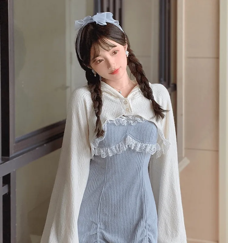 Kawaii Sweet Lace Bow Slim Lolita Dress