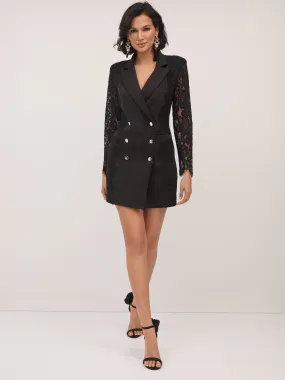 Lace-Sleeve Blazer Dress - Magic Crepe®