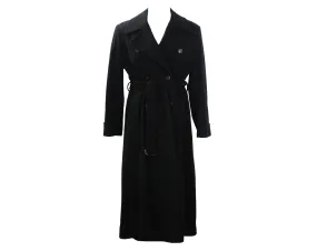 Large Calvin Klein Black Trench Coat - Size 14 1980s Designer Cashmere Blend Luxury Coat with Belt - Classic Fall Winter Overcoat - Bust 43