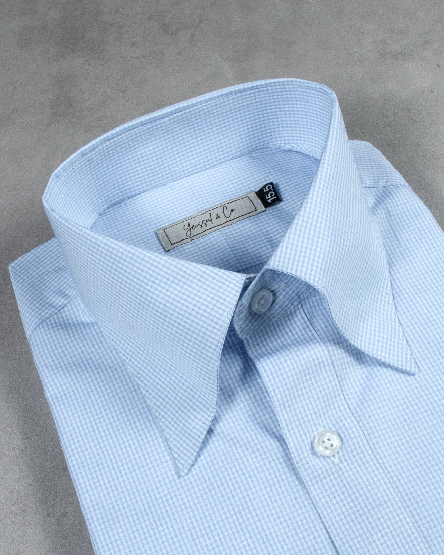 Light Blue Gingham Button Down Cotton Shirt