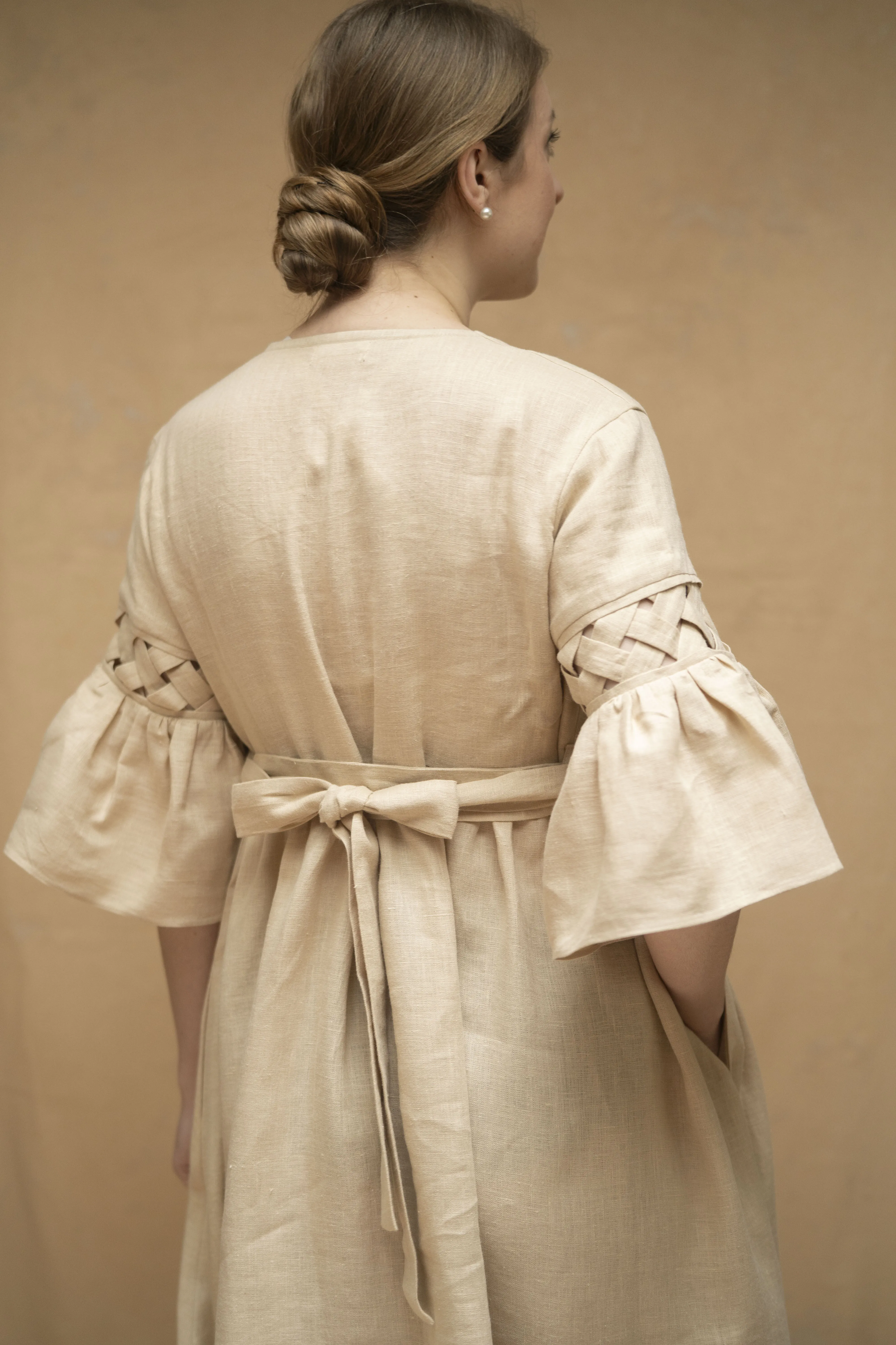 Meg'23 Oversized Dress in Dusty Aqua with Short Sleeves, Linen Dress