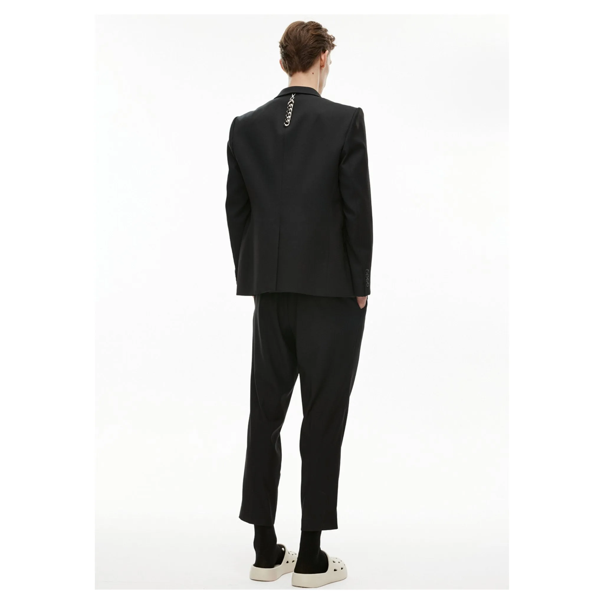 Metal Chain Classic Double Breasted Suit Black