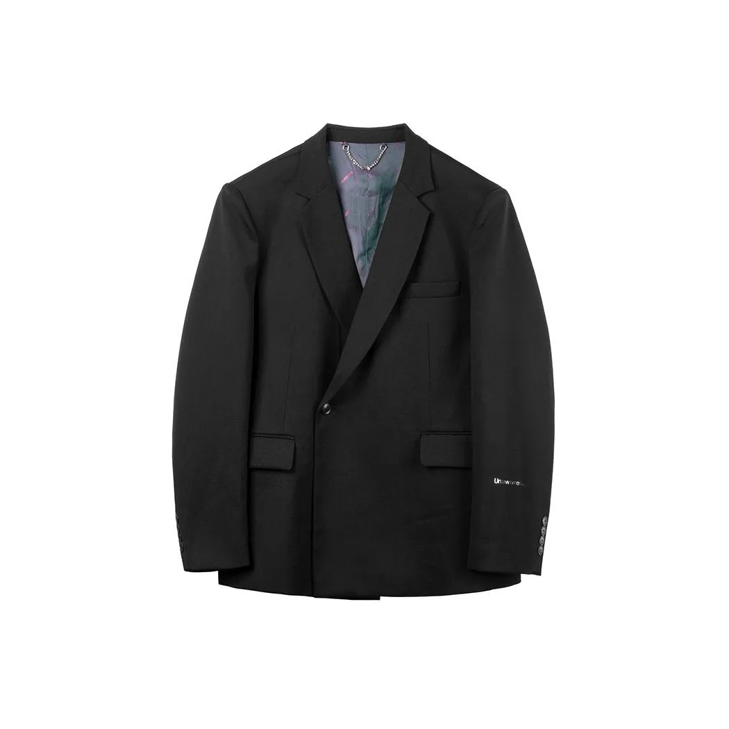 Metal Chain Classic Double Breasted Suit Black