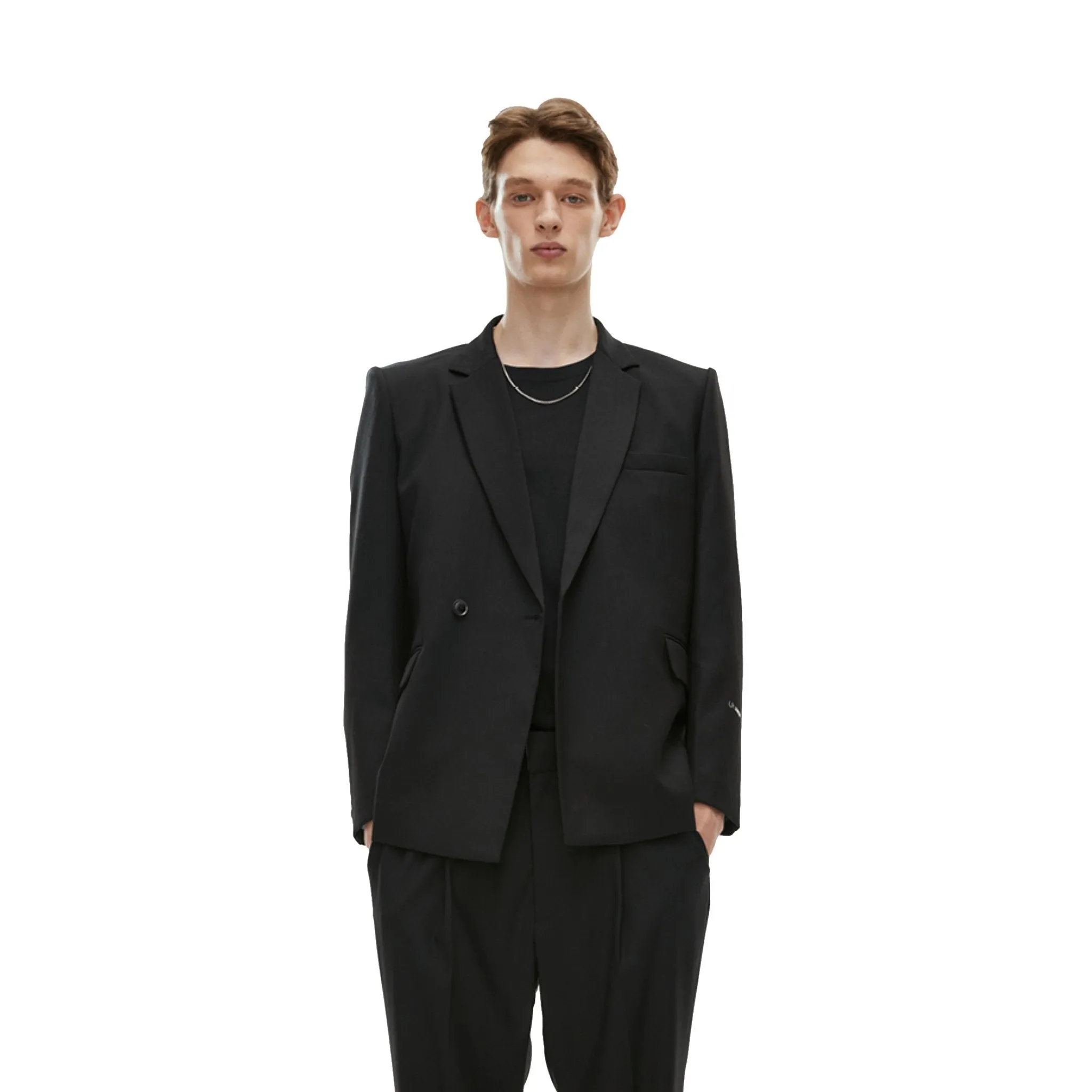Metal Chain Classic Double Breasted Suit Black