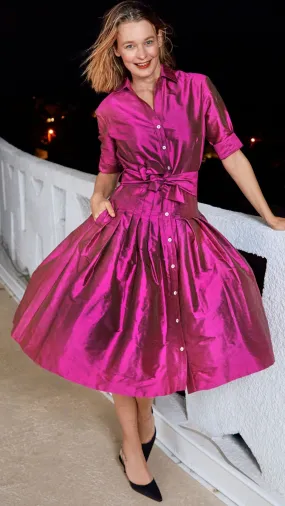 Mrs Maisel Silk Dress - Fuchsia