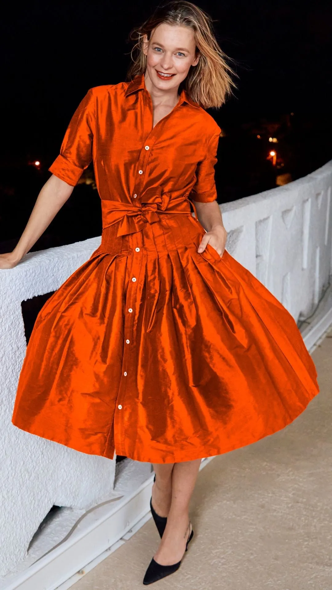 Mrs Maisel Silk Dress - Orange
