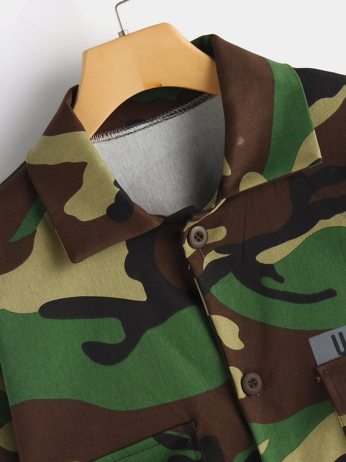 OEM ODM Classic Collar Camouflage Long Sleeve Camo Plus Size Coats & Jackets