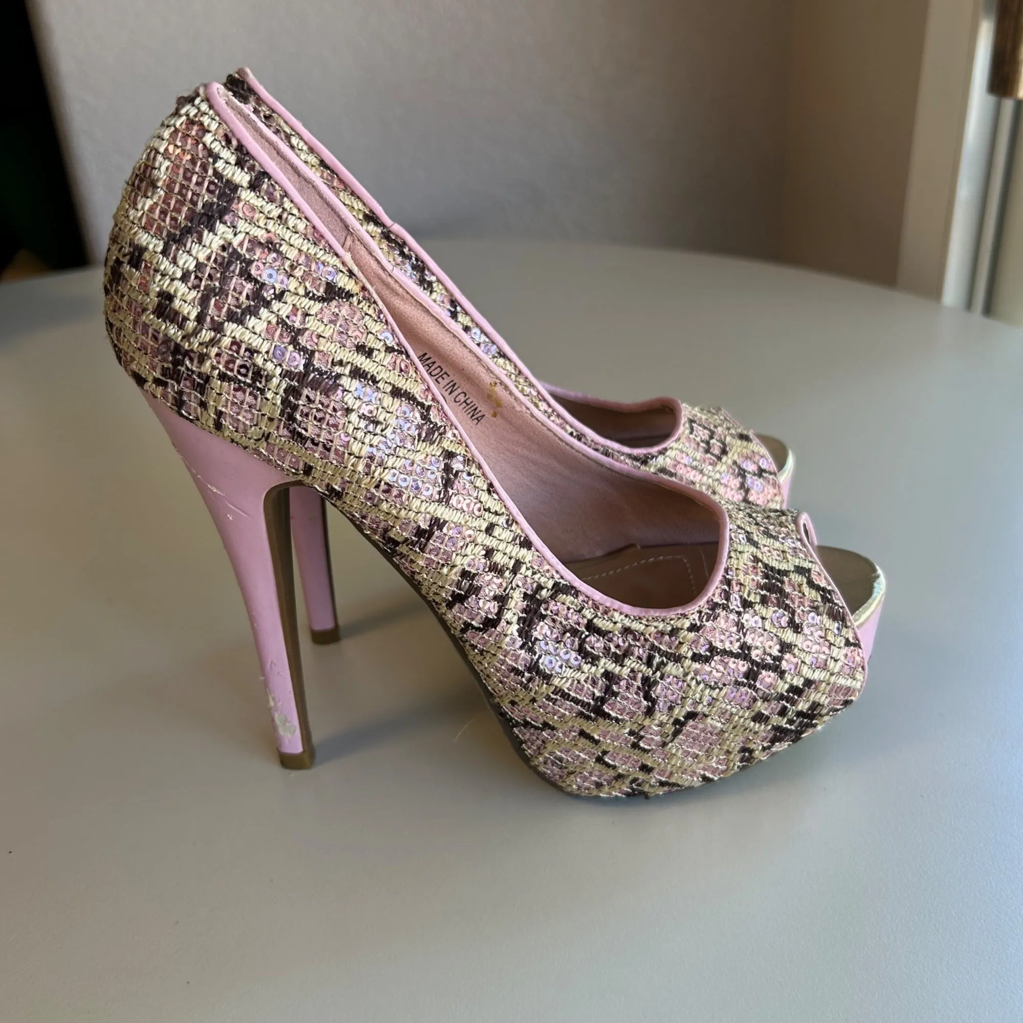Peep Toe Platform High Heels By DBDK Fashion Size 7