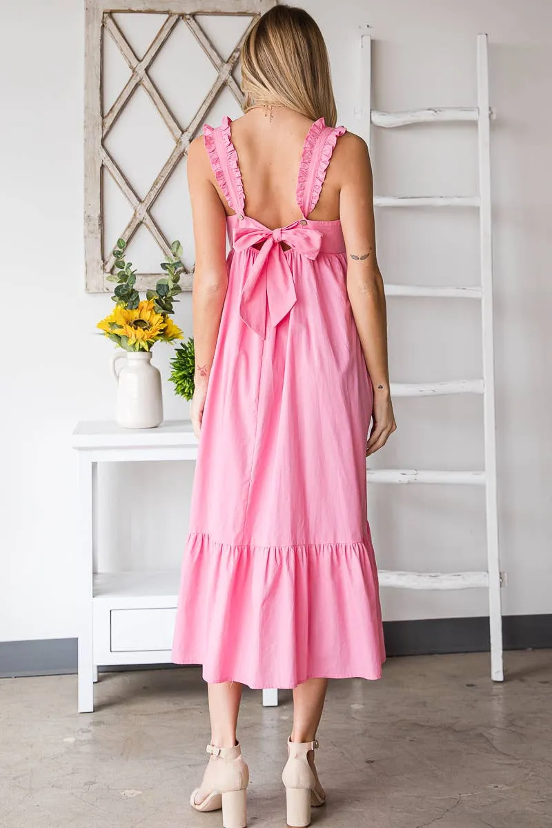 Plus Size Pink Flare Midi Dress