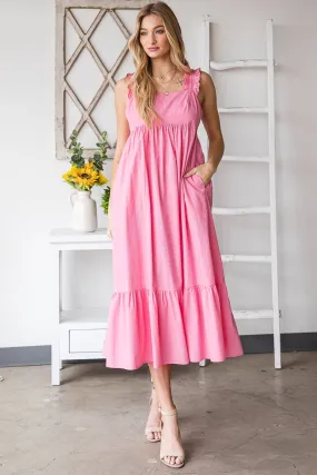 Plus Size Pink Flare Midi Dress