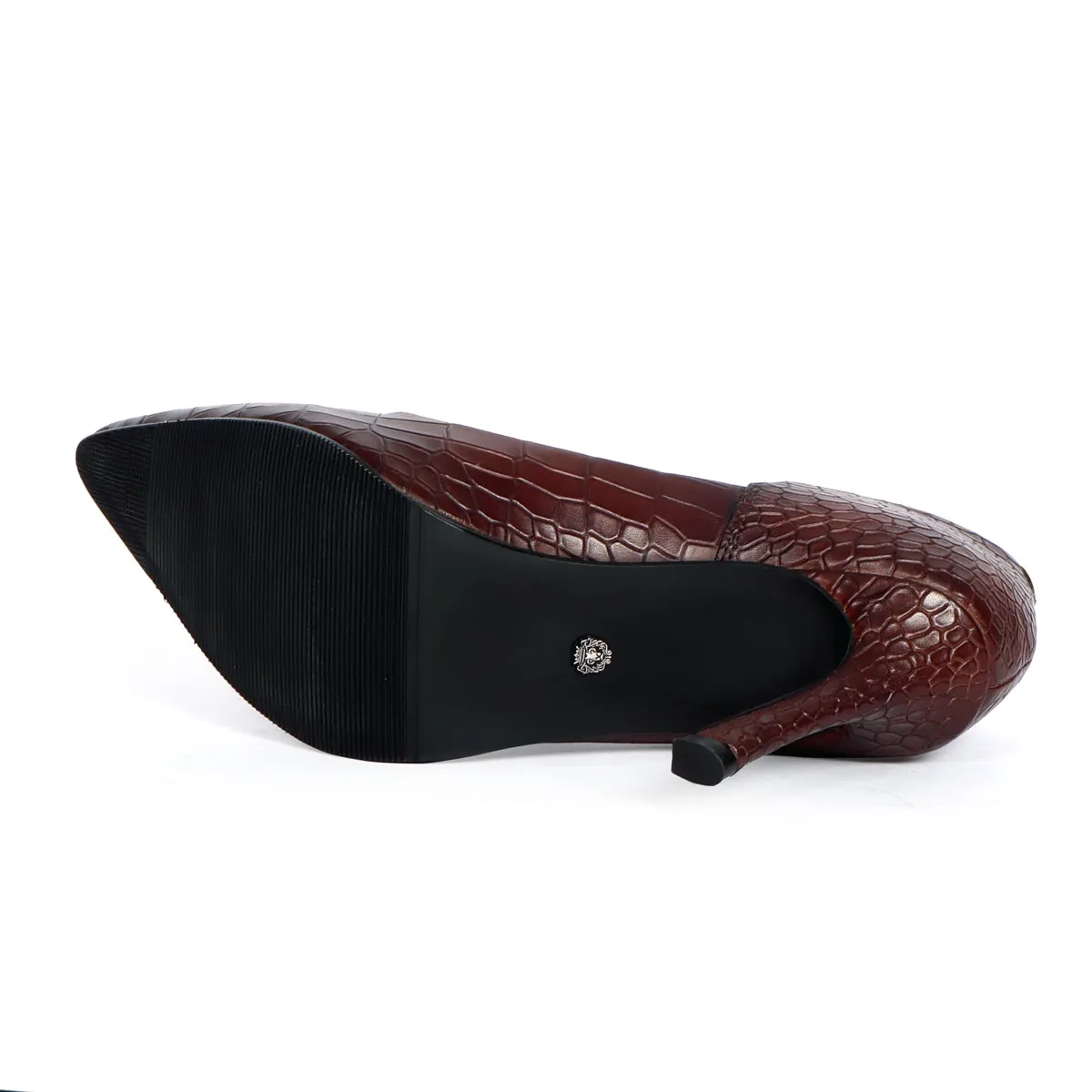 Pointed Toe Hand Crafted Dark Brown Deep Cut Sleek Stiletto Ladies Pencil Heel By Brune & Bareskin