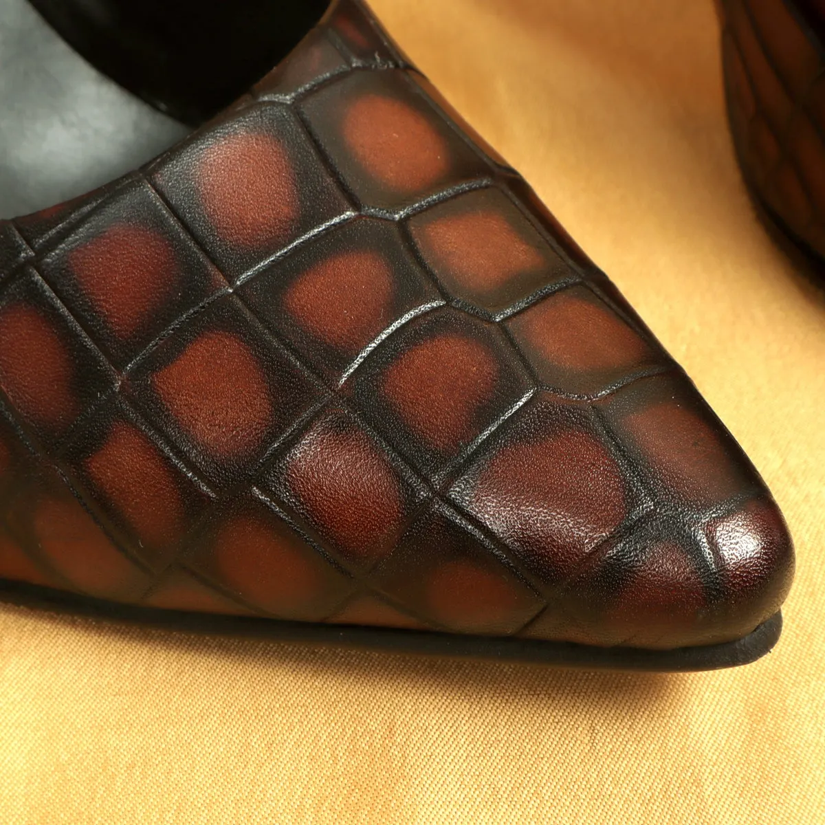 Pointed Toe Luxurious Smokey Dark Brown Sleek Stiletto Ladies Pencil Heel By Brune & Bareskin