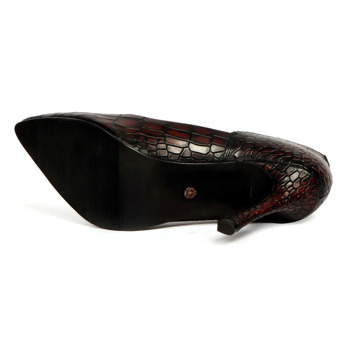 Pointed Toe Luxurious Smokey Dark Brown Sleek Stiletto Ladies Pencil Heel By Brune & Bareskin